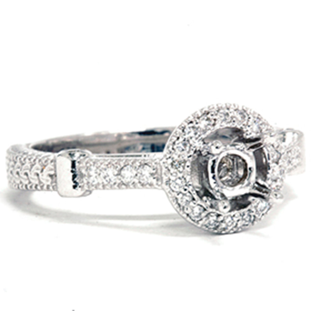 Diamond Engagement Ring Setting Semi Mount Ring 14K White Gold