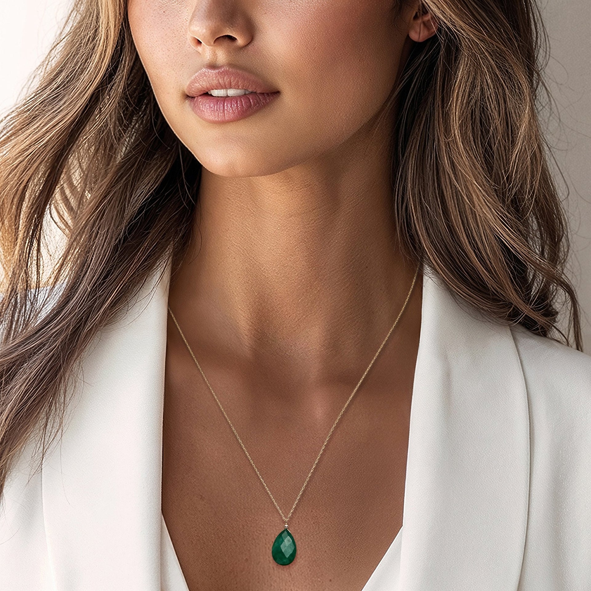 Canaria Fine Jewelry Emerald Pendant Necklace In 10kt Yellow Gold