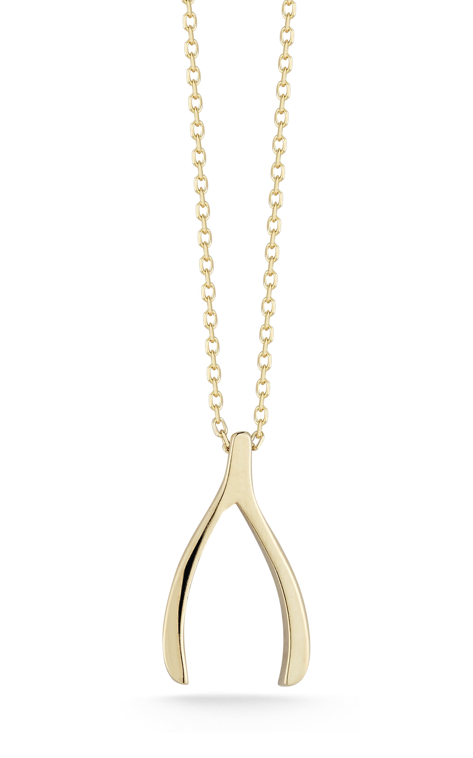 14K Gold Wishbone Necklace