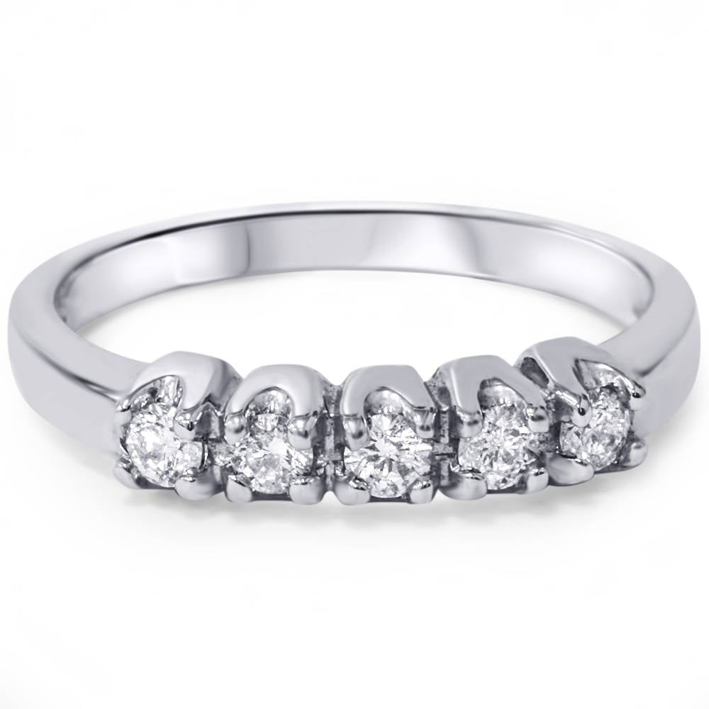 1/4 Ct Five Stone EX3 Lab Grown Diamond Wedding Ring 14k White Gold (H-I,SI2-I1)