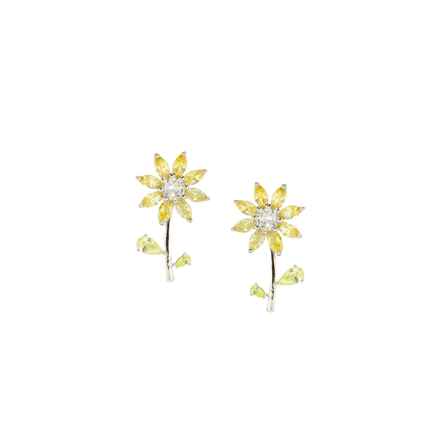 Garden Tales Crystal Daisy Sterling Silver Stud Earrings, Mellow Yellow