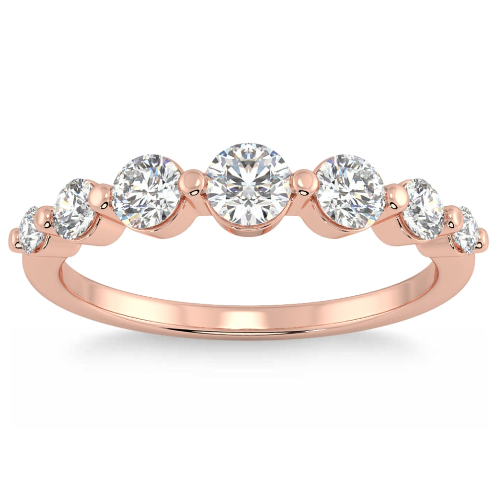 1 1/2 ct Diamond Single Prong Graduated Wedding Ring 14k Gold Band Lab Grown