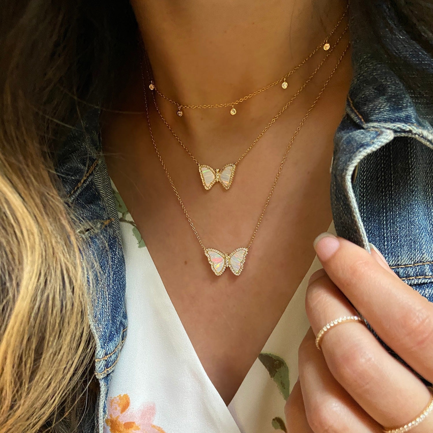 Opal Butterfly With Stripes White