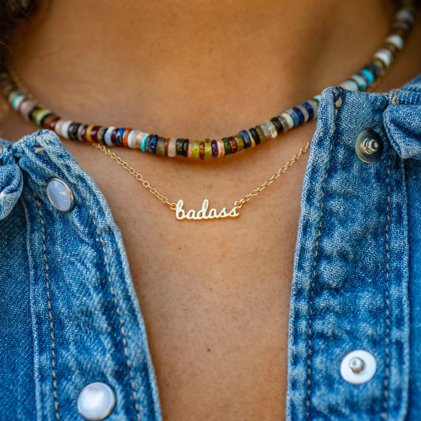 Badass Charm Necklace Gold Vermeil