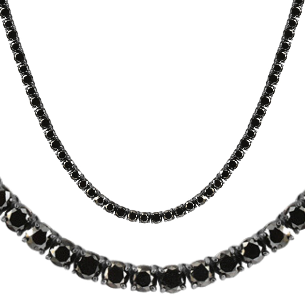 27.88Ct TW Black Diamond Tennis Necklace 18' 14k Black Gold