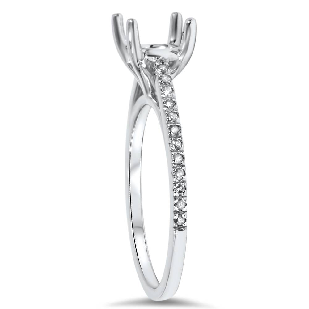 1/5ct Cathedral Pave Diamond Ring Mount 14K White Gold