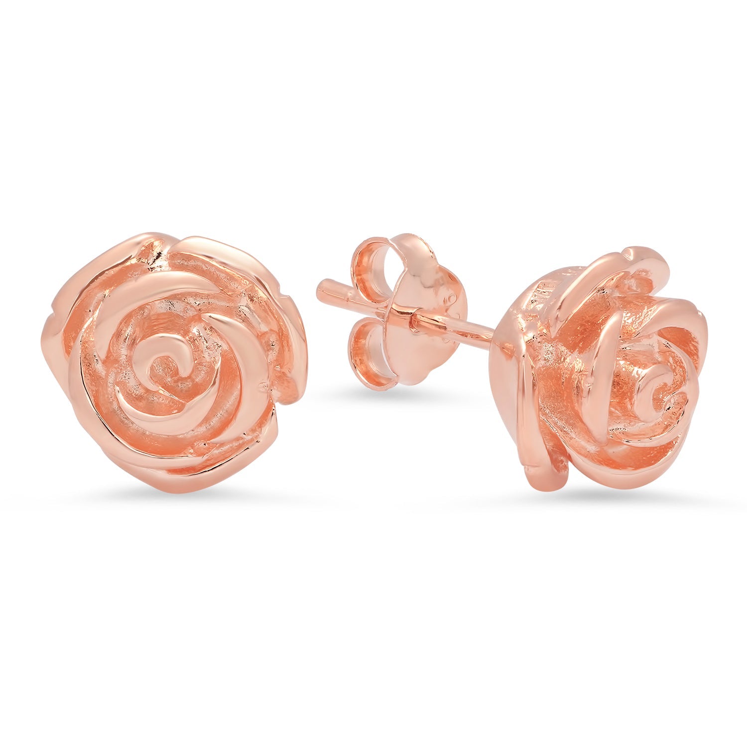 Sterling Silver Rose Plated Rose Stud Earrings