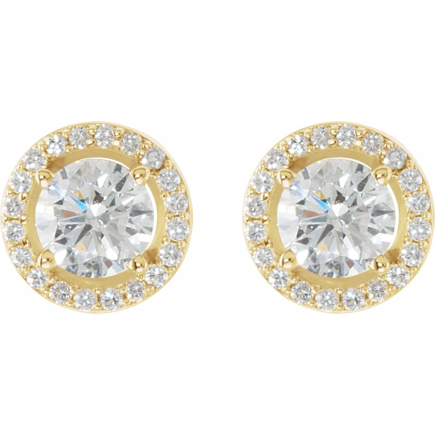 14K Gold 2 1/3ct Lab-grown Diamond Halo Stud Earrings Clarity SI Color G-H