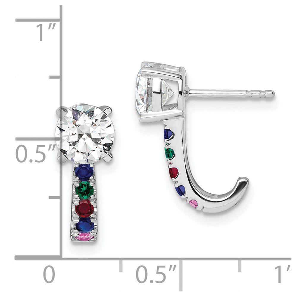 14k White Gold 2 CT Lab Grown Diamond And Multi Gemstone Stud Earrings