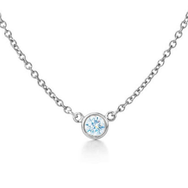 Suzy Levian 14k White Gold 0.25 ct TDW Diamond Solitaire Necklace
