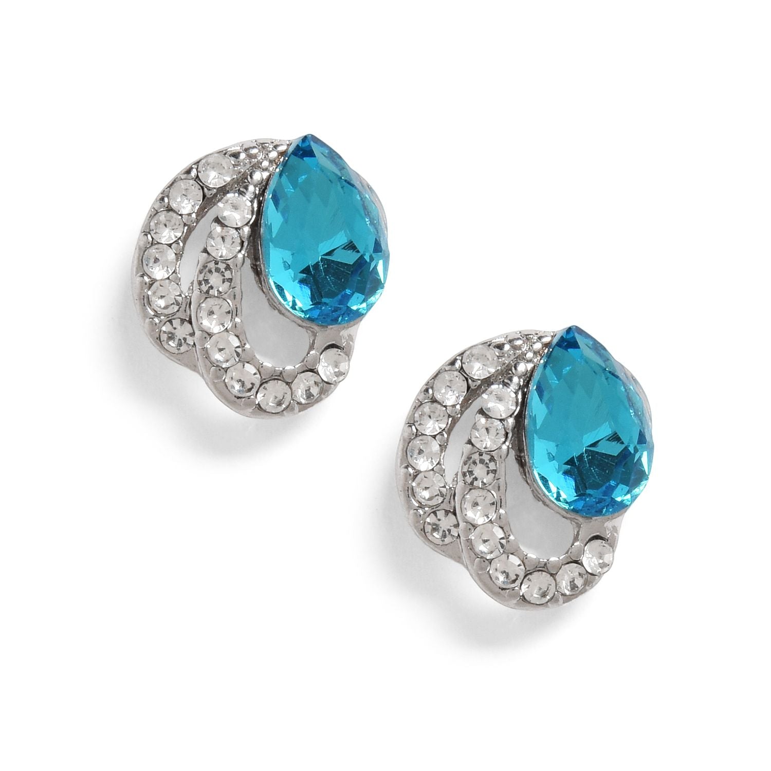 Silver-plated Blue Studded Studs