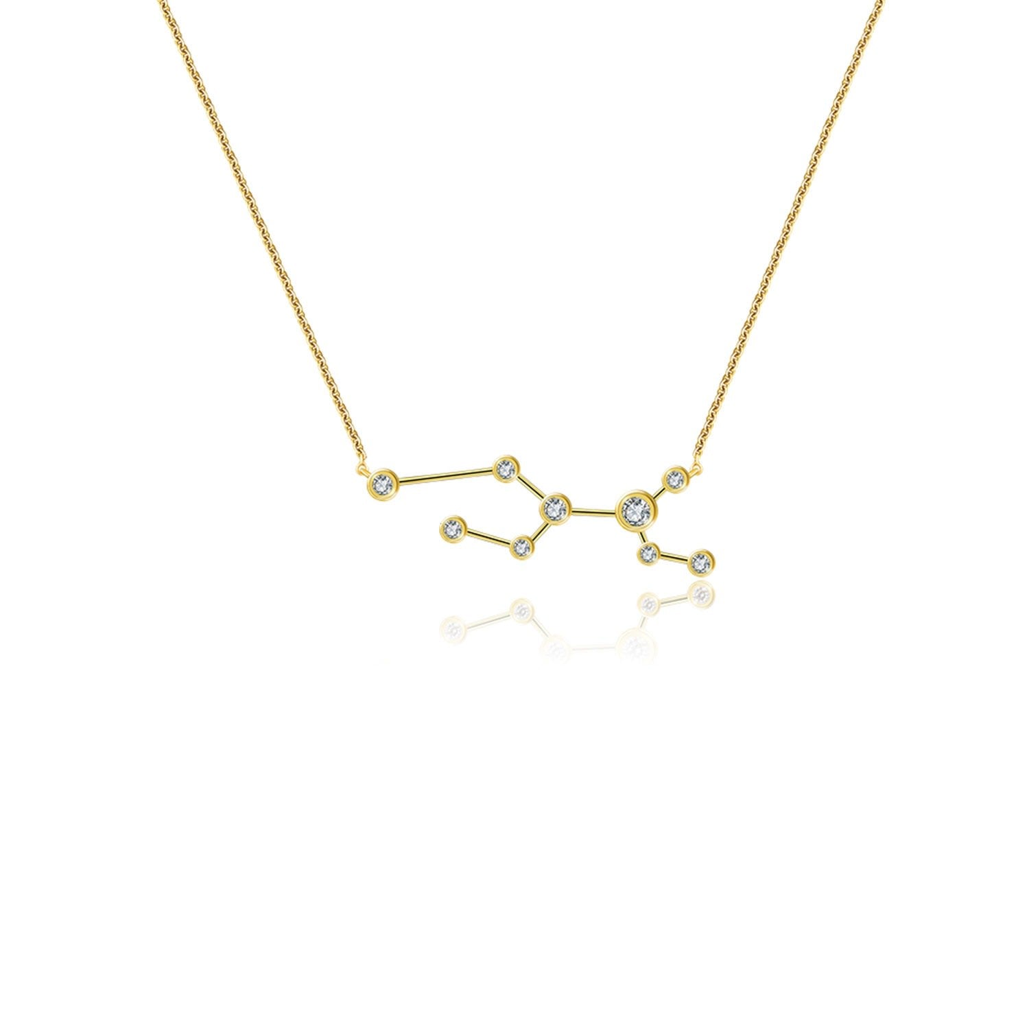 Virgo Zodiac Constellation Necklace 18K Yellow Gold & Diamond