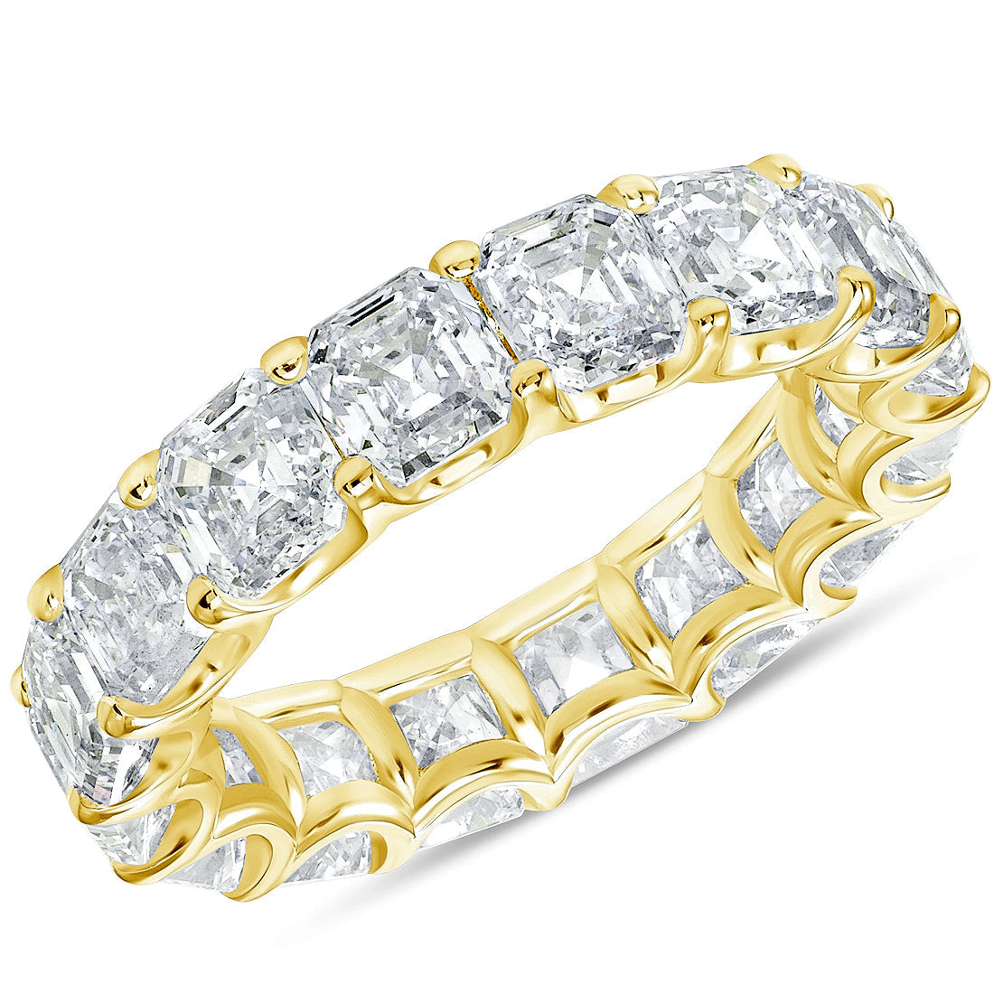 10 1/2 Ct Asscher Cut Moissanite Eternity Ring Wedding Band 10k Gold
