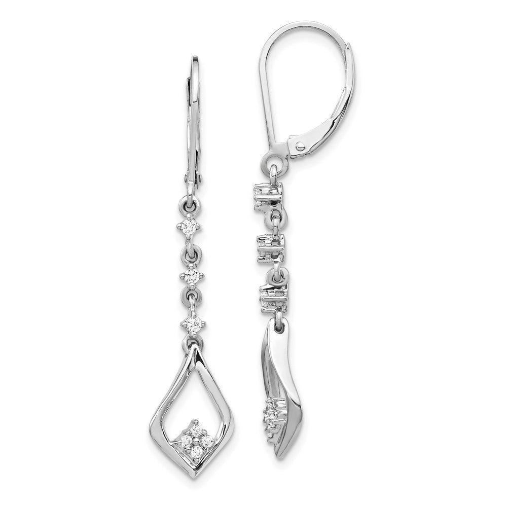 14k White Gold 1/5 CT Lab Grown Diamond Dangle Earrings Leverback