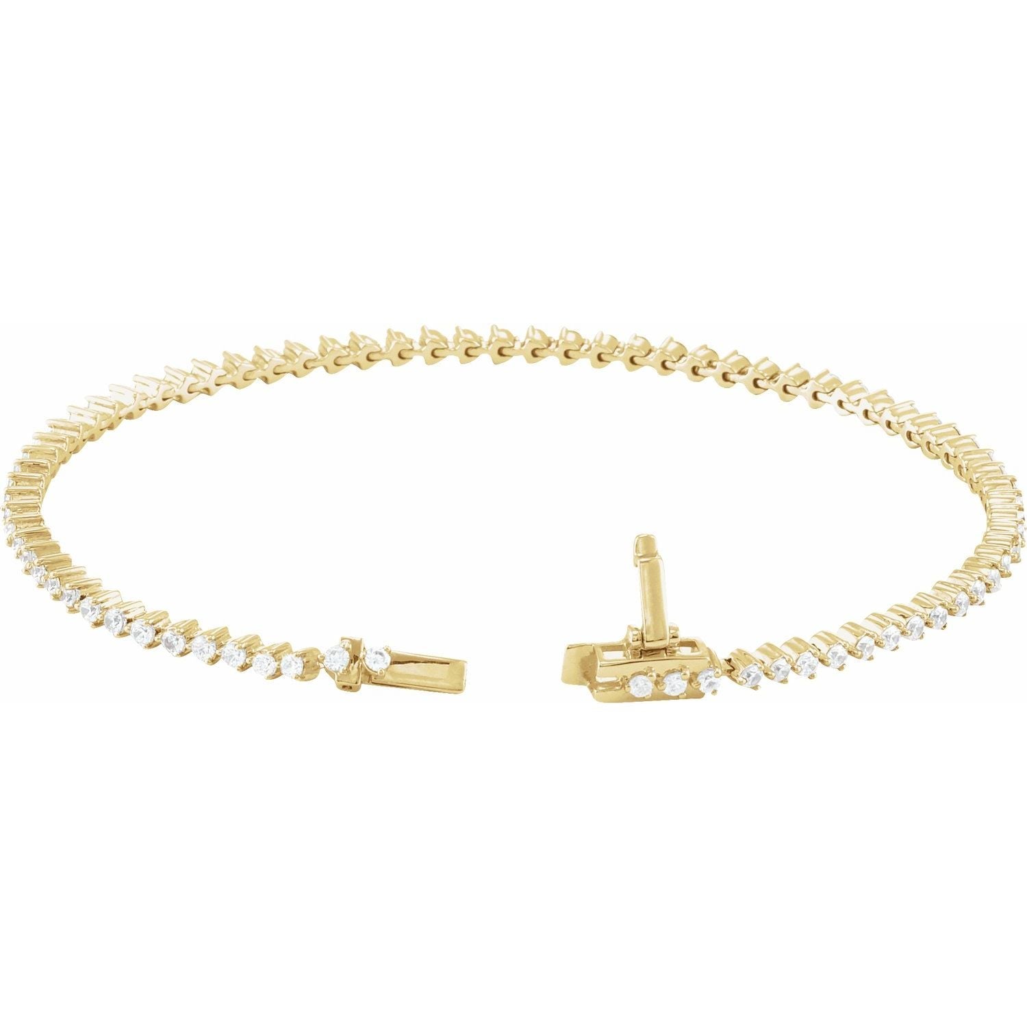 14k Yellow Gold 1 1/2 Ctw Lab-grown Diamond Line Bracelet 7.25'