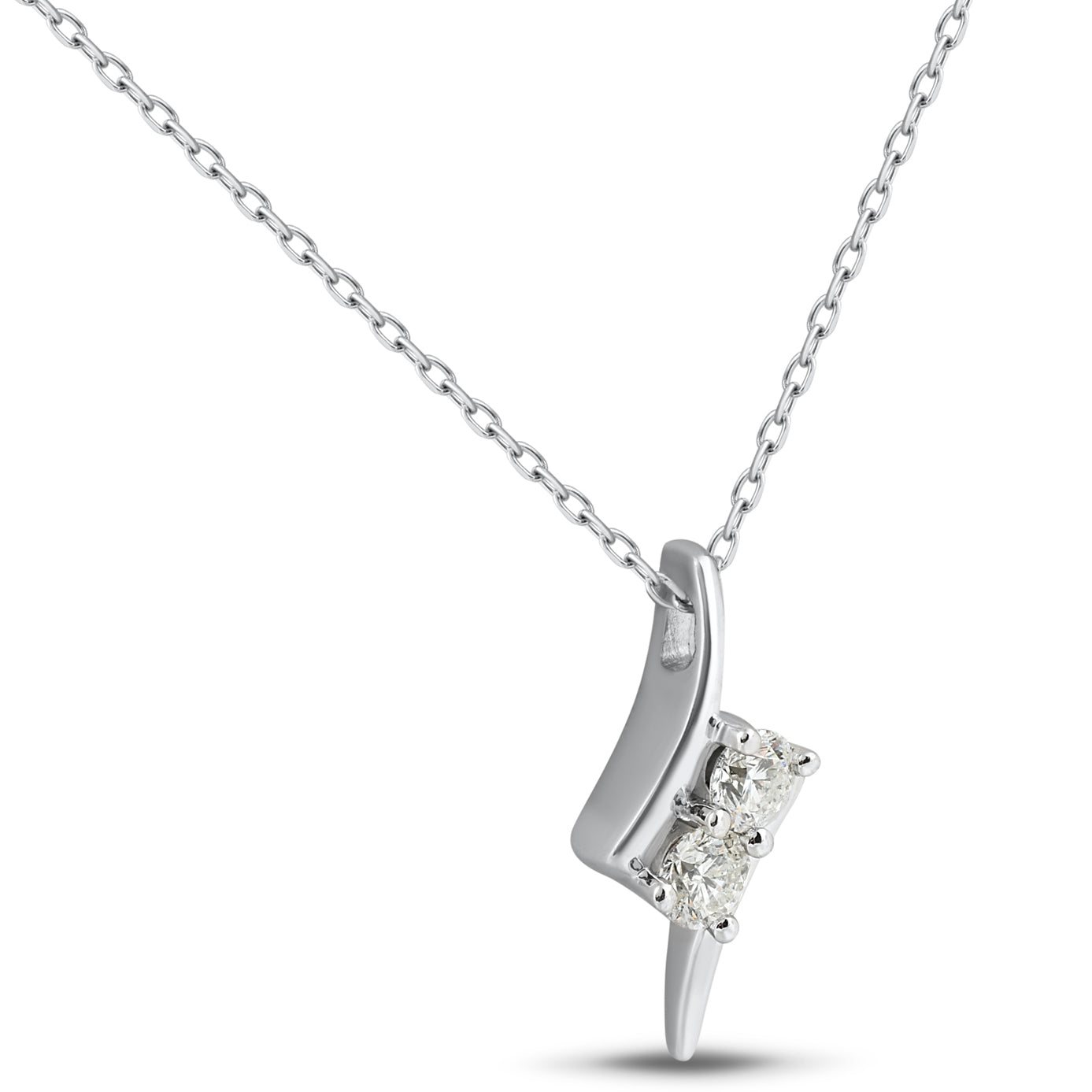 3/8 ct Two Stone Diamond Forever Us Solitaire Pendant 14k White Gold 18' Chain