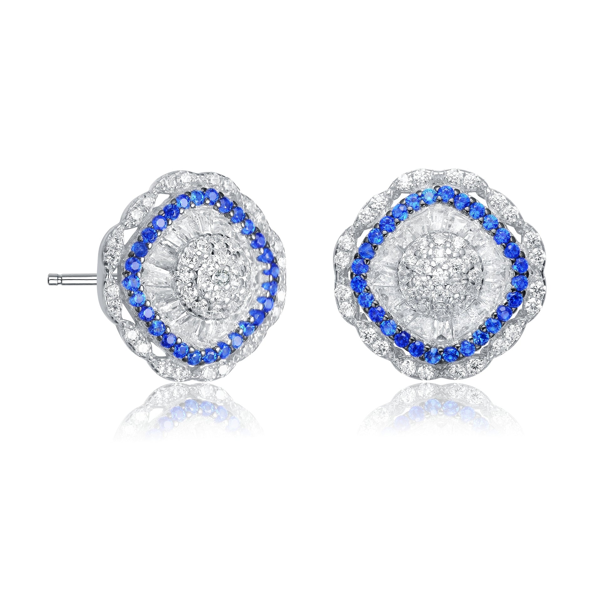 Sterling Silver Cubic Zirconia Curvy Stud Earrings