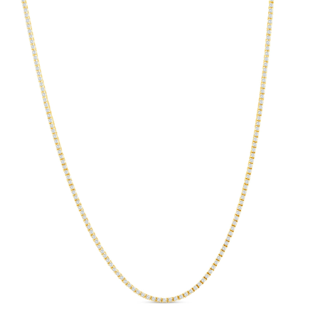 7 1/2Ct TW Round Diamond Tennis Necklace 14k Yellow Gold 17'