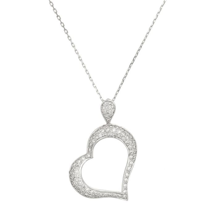 14kt white gold diamond pendant with a heart-shaped design adorned with 1.00 cts tw diamonds