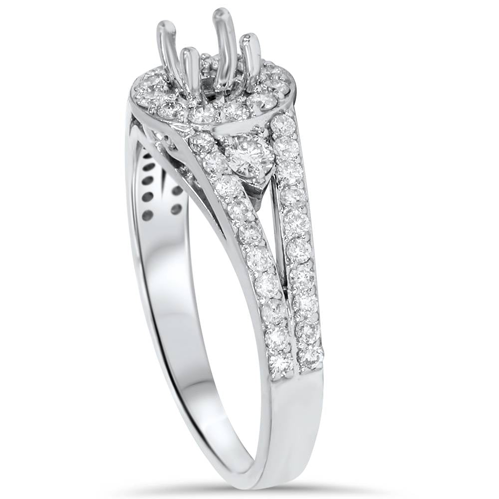 3/4ct Halo Diamond Engagement Ring Setting 14K White Gold