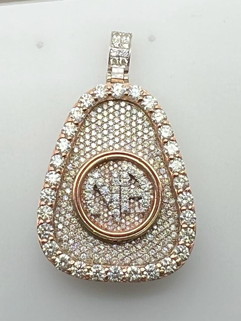 18kt two tone white and rose gold fashion pendant featuring 8.00 cts of diamonds (36.60 GR)