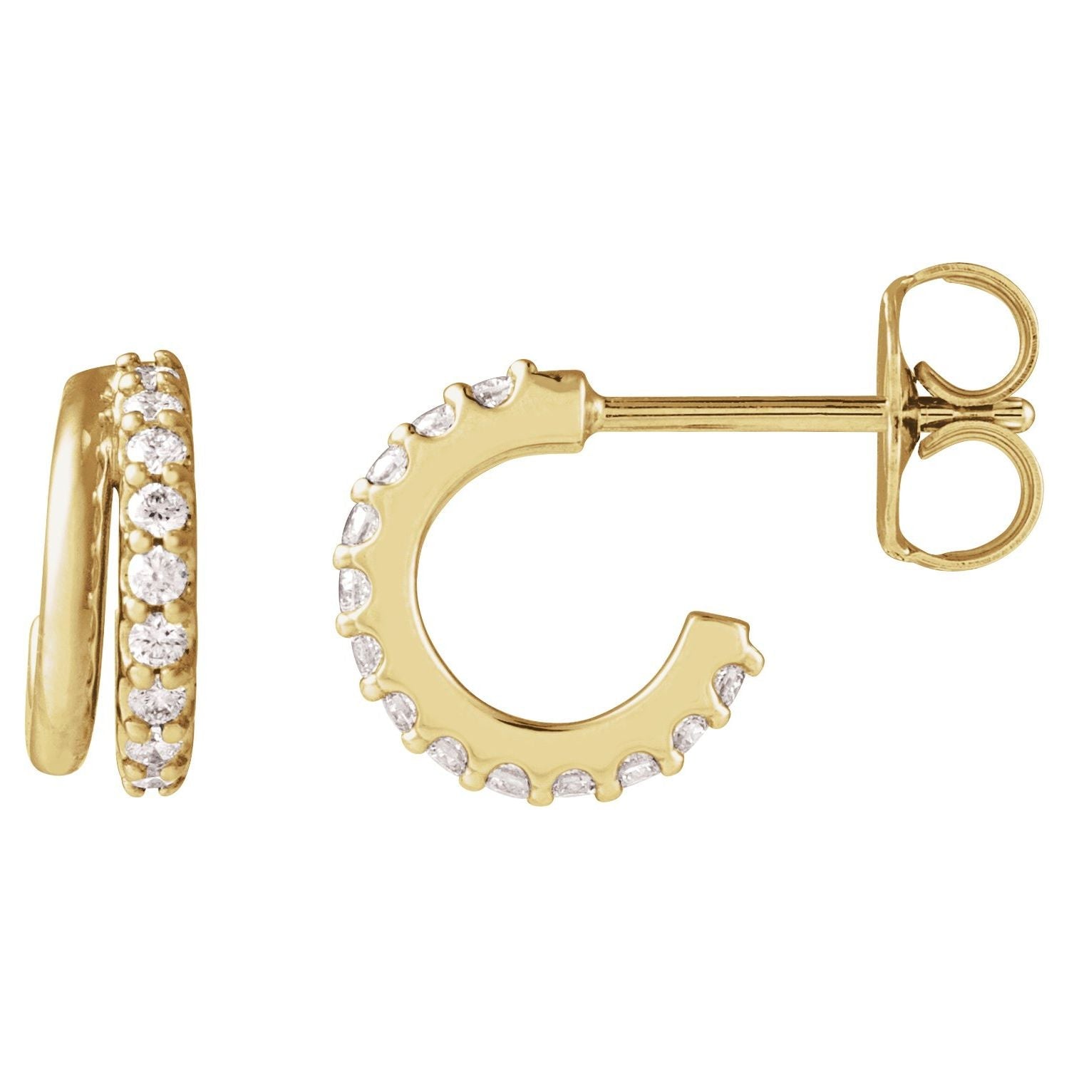 14K Yellow Gold 1/6ct Lab-grown Diamond Hoop Earrings Clarity SI Color G-H