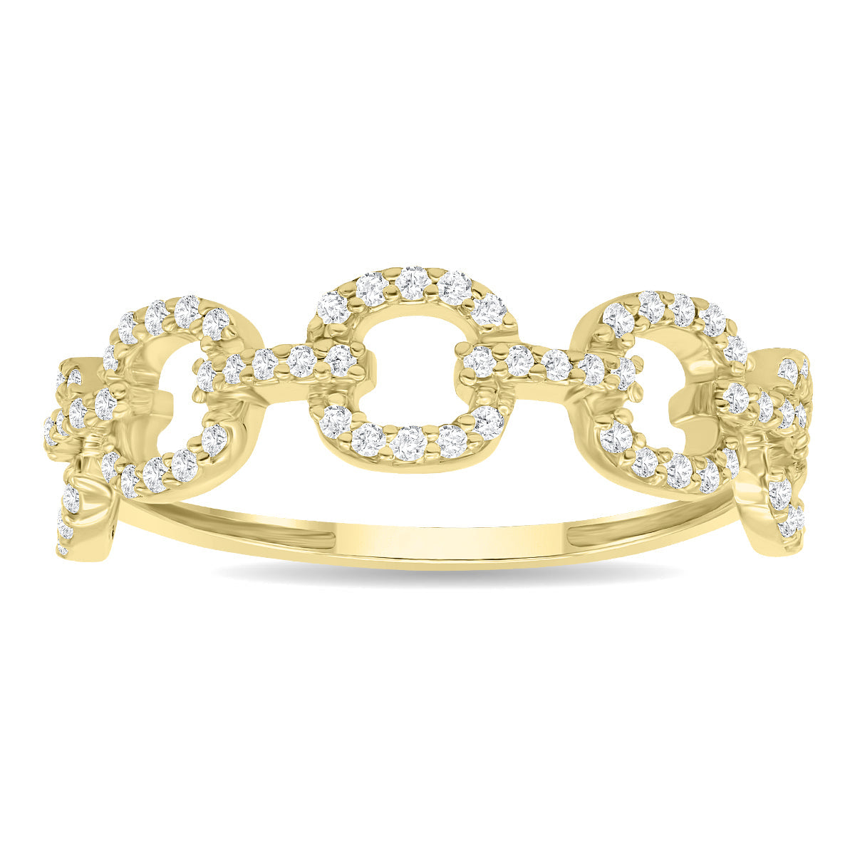 Women's 1/4 Carat TW Diamond Link Wedding Fashion Or Anniversary Band In 10K Yellow Gold