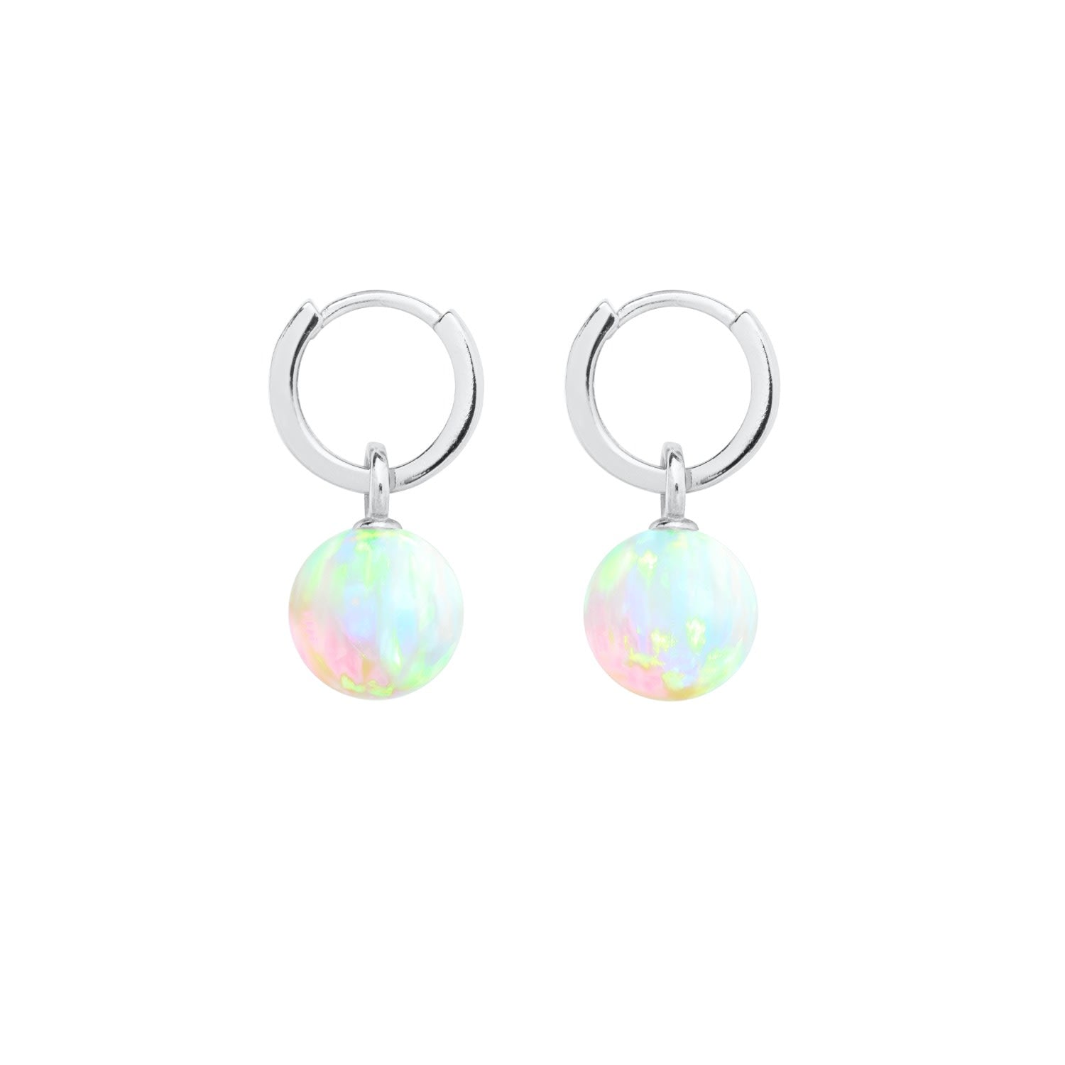 Sea Opal Hoop Earrings - Silver