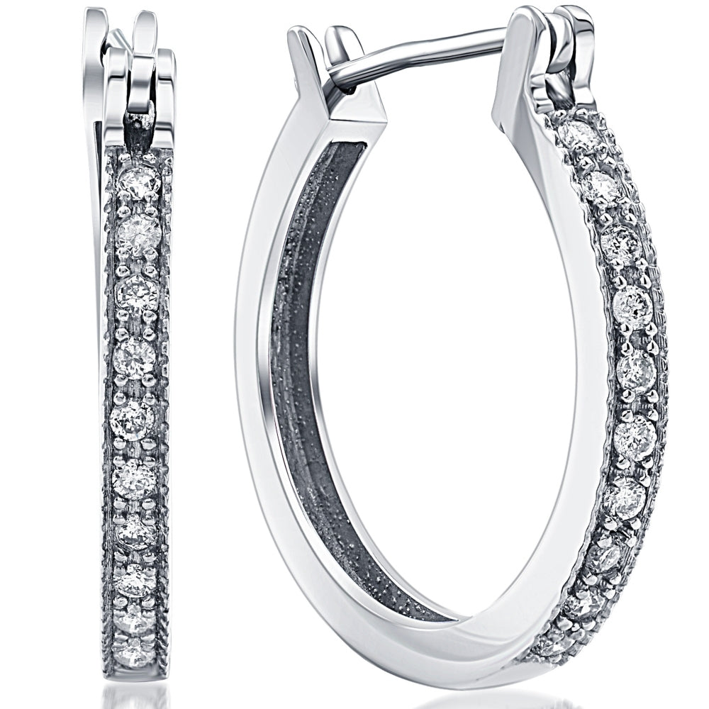 1/4ct Diamonds Hoops Milgrain 14K White Gold