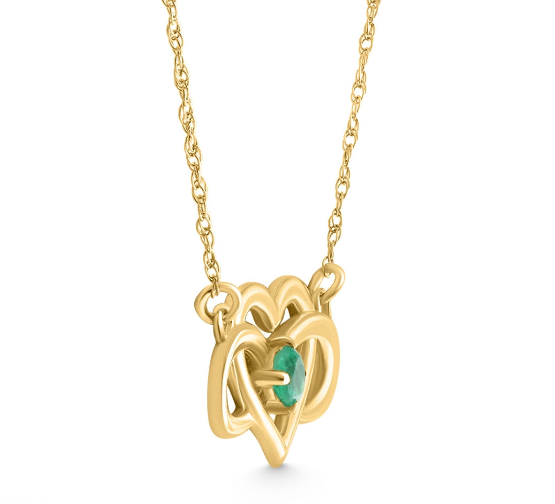 Emerald Gemstone Heart Pendant 10k Gold Women's 18' Necklace