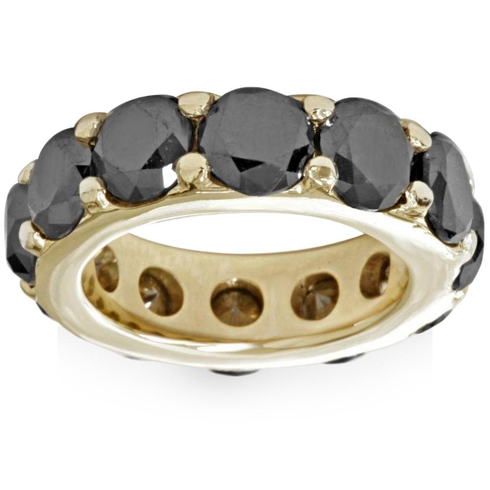 12 1/2ct Black Diamond Eternity Ring 14K Yellow Gold