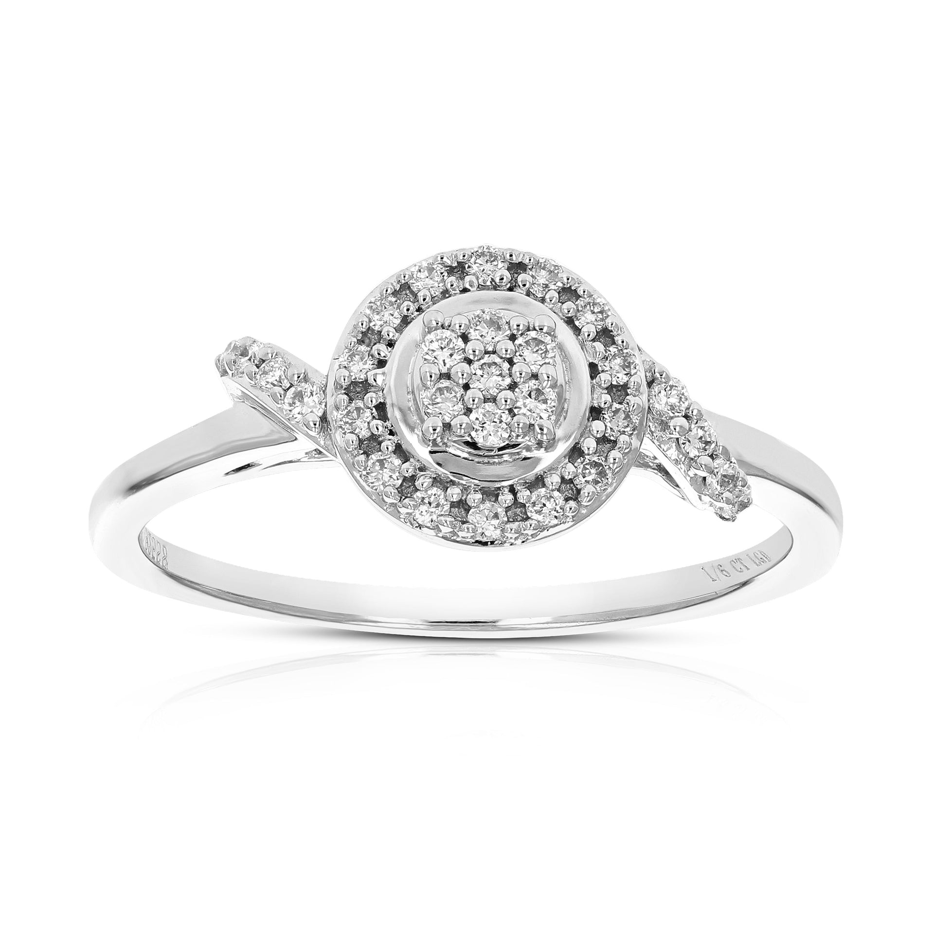 1/6 cttw Round Lab Grown Diamond Engagement Ring .925 Sterling Silver