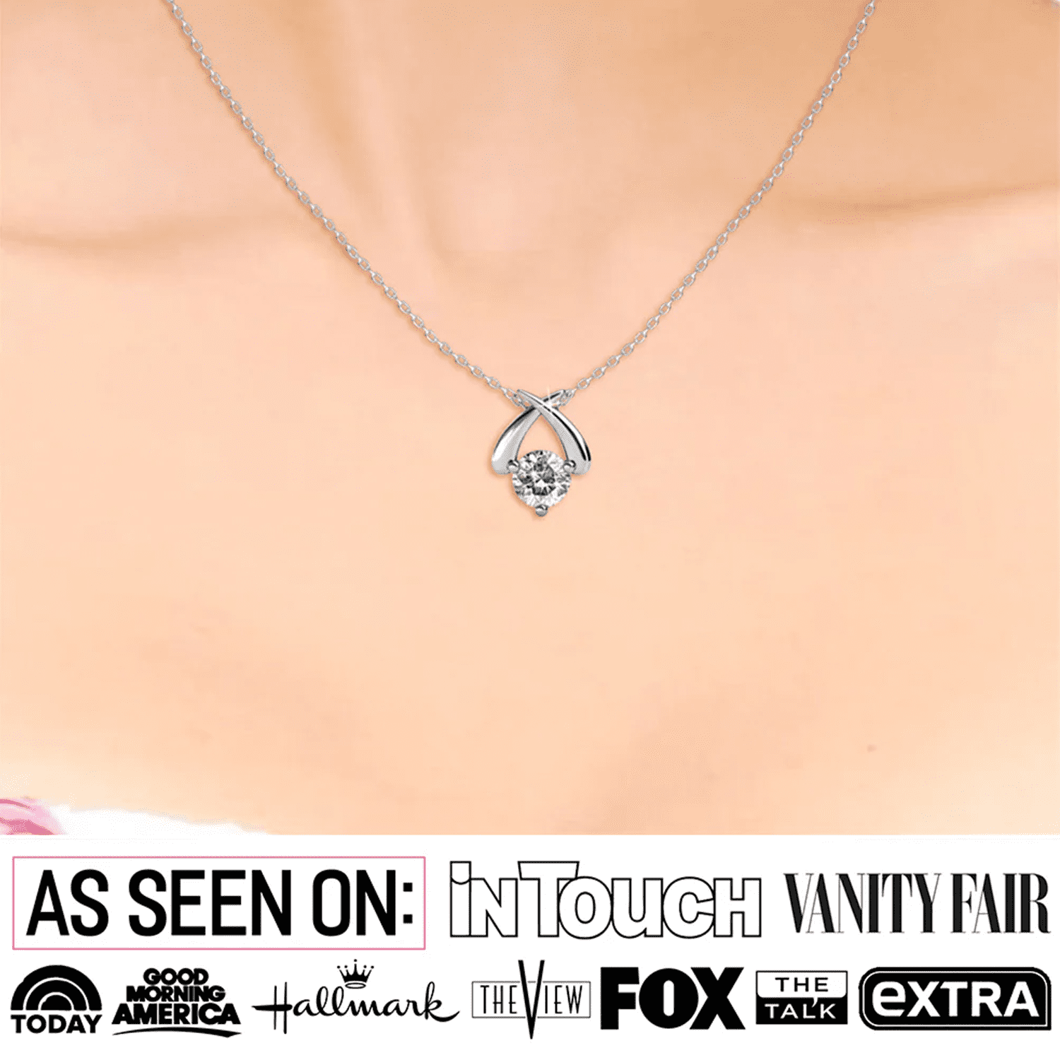 Eloise 18k White Gold Plated Pendant Necklace with Round Cut Swarovski Crystal