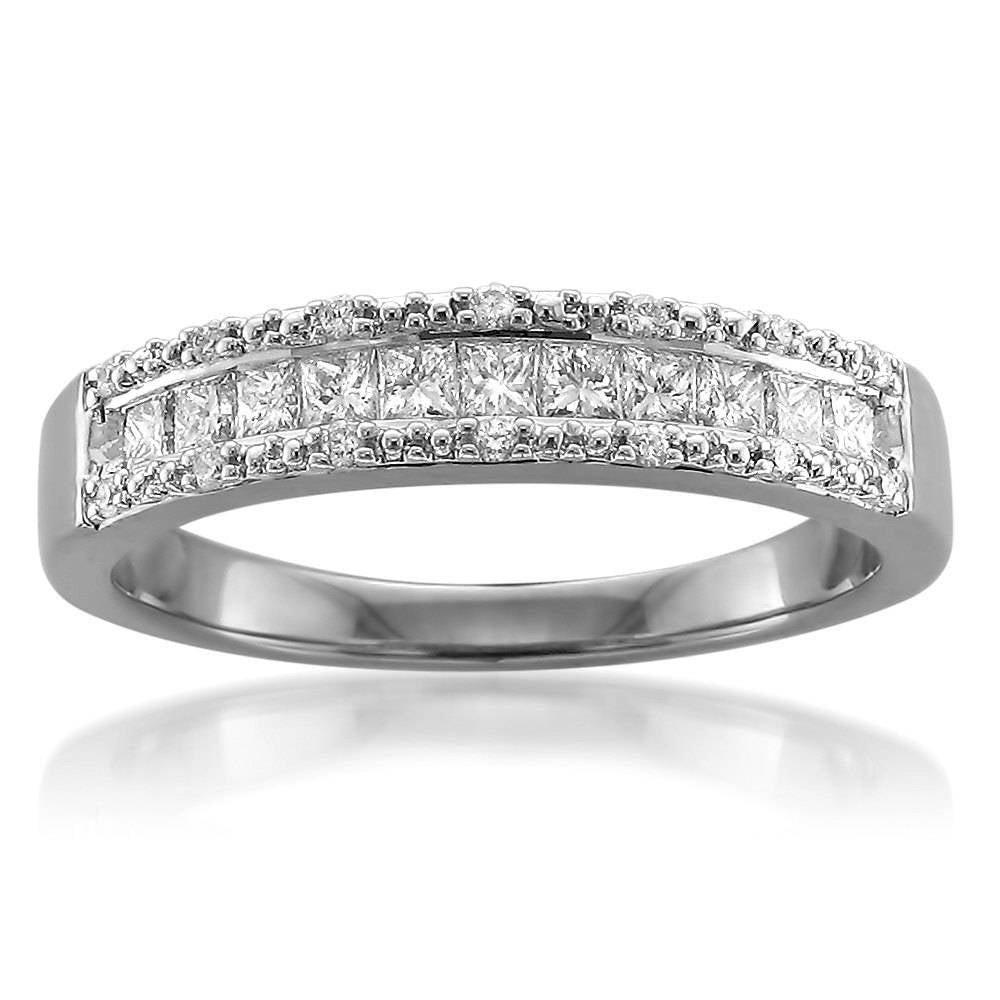 1/2 CT Princess Cut Diamond Wedding Ring 14K White Gold