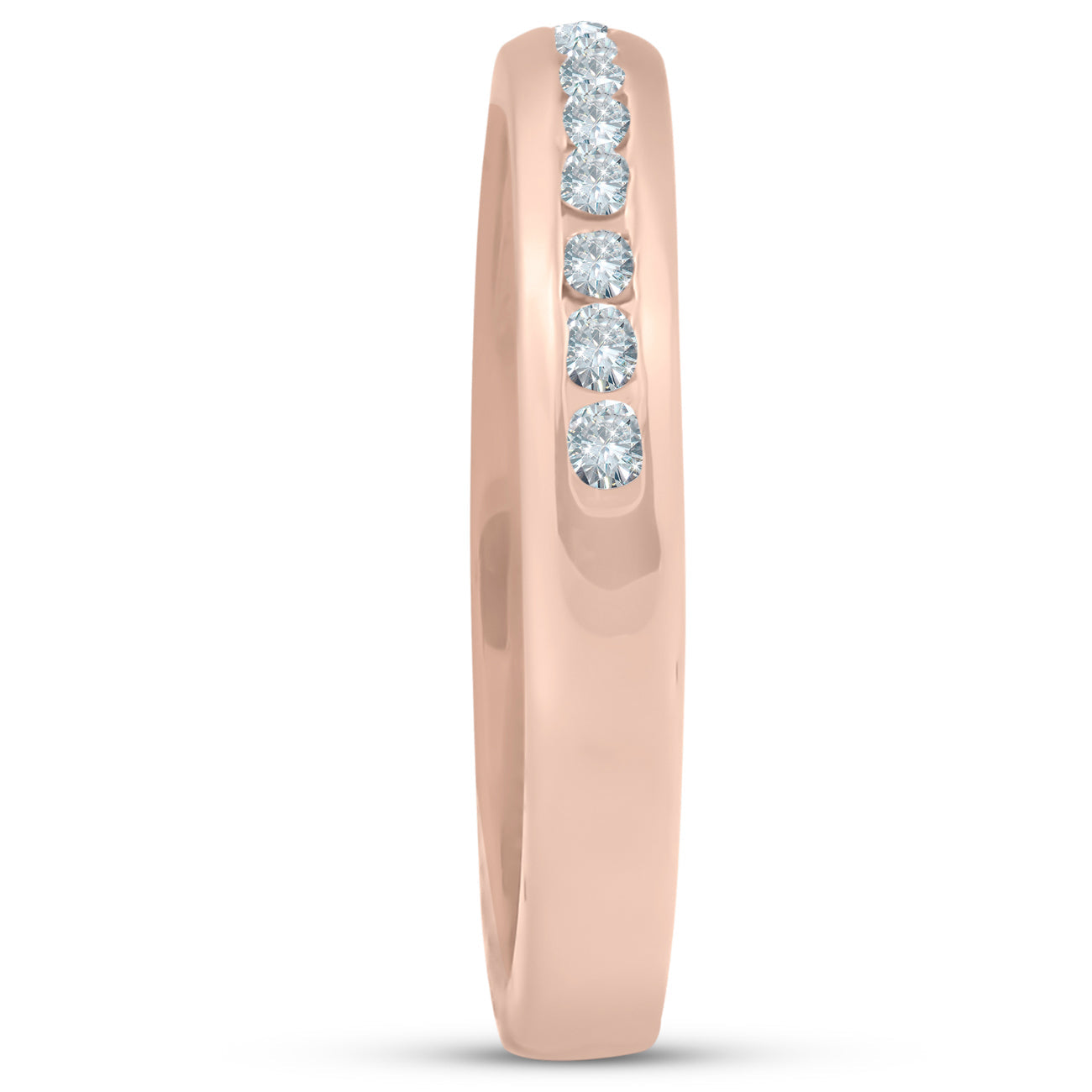 1/4Ct TW Channel Set Round-Cut Diamond Wedding Ring 14K Rose Gold