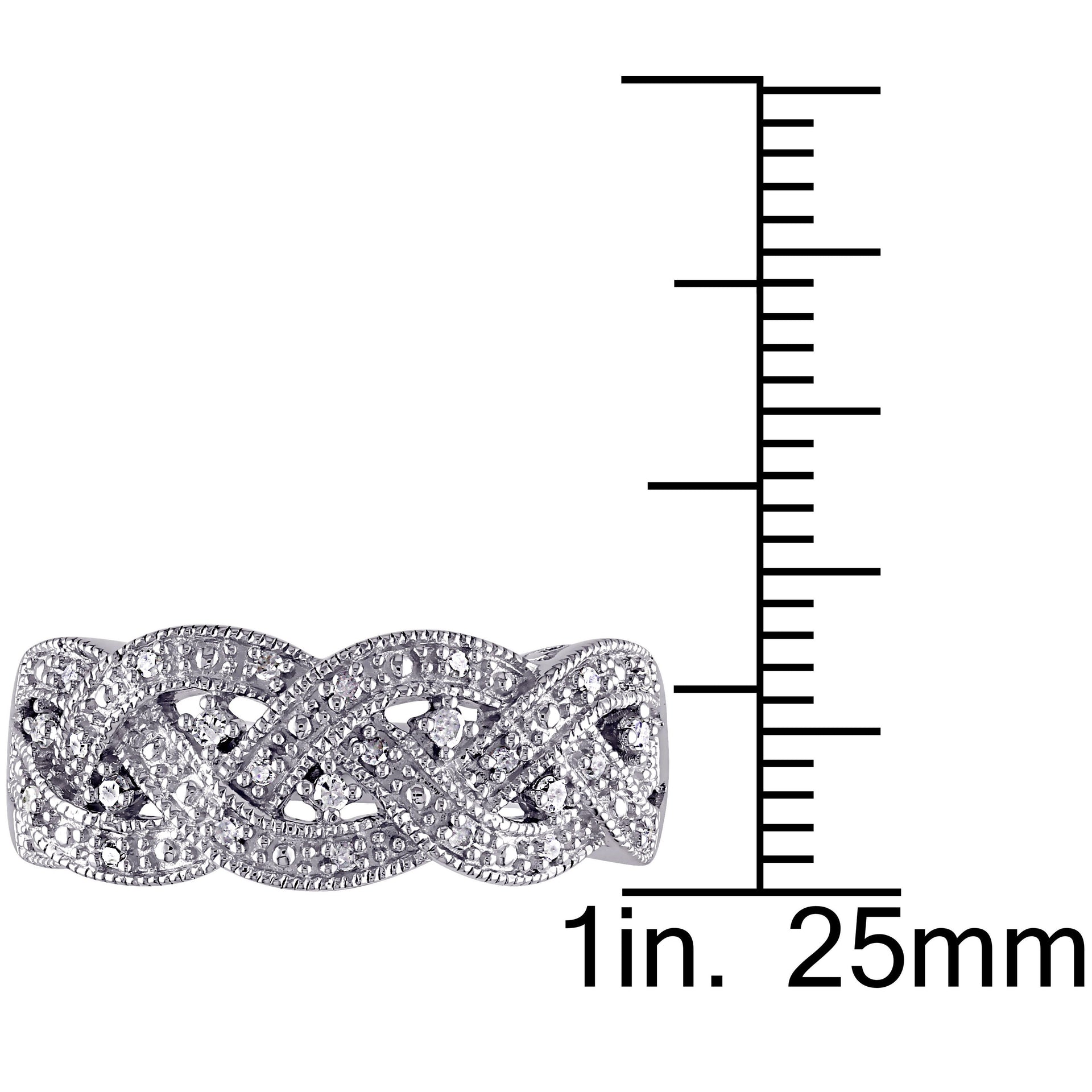 1/8 CT TW Braided Diamond Ring in Sterling Silver