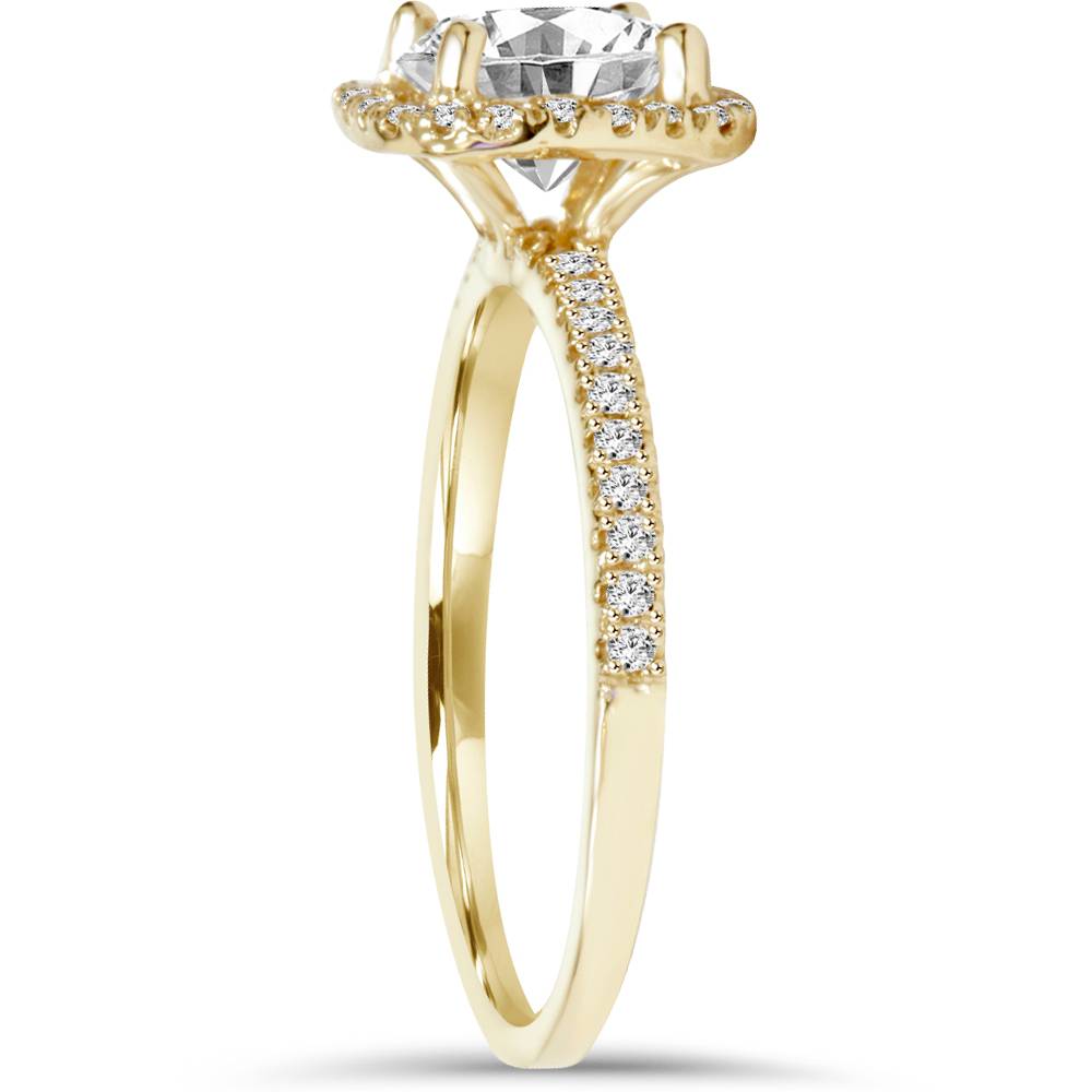 2.60ct Cushion Halo Diamond Engagement Ring 14k Yellow Gold Lab Grown
