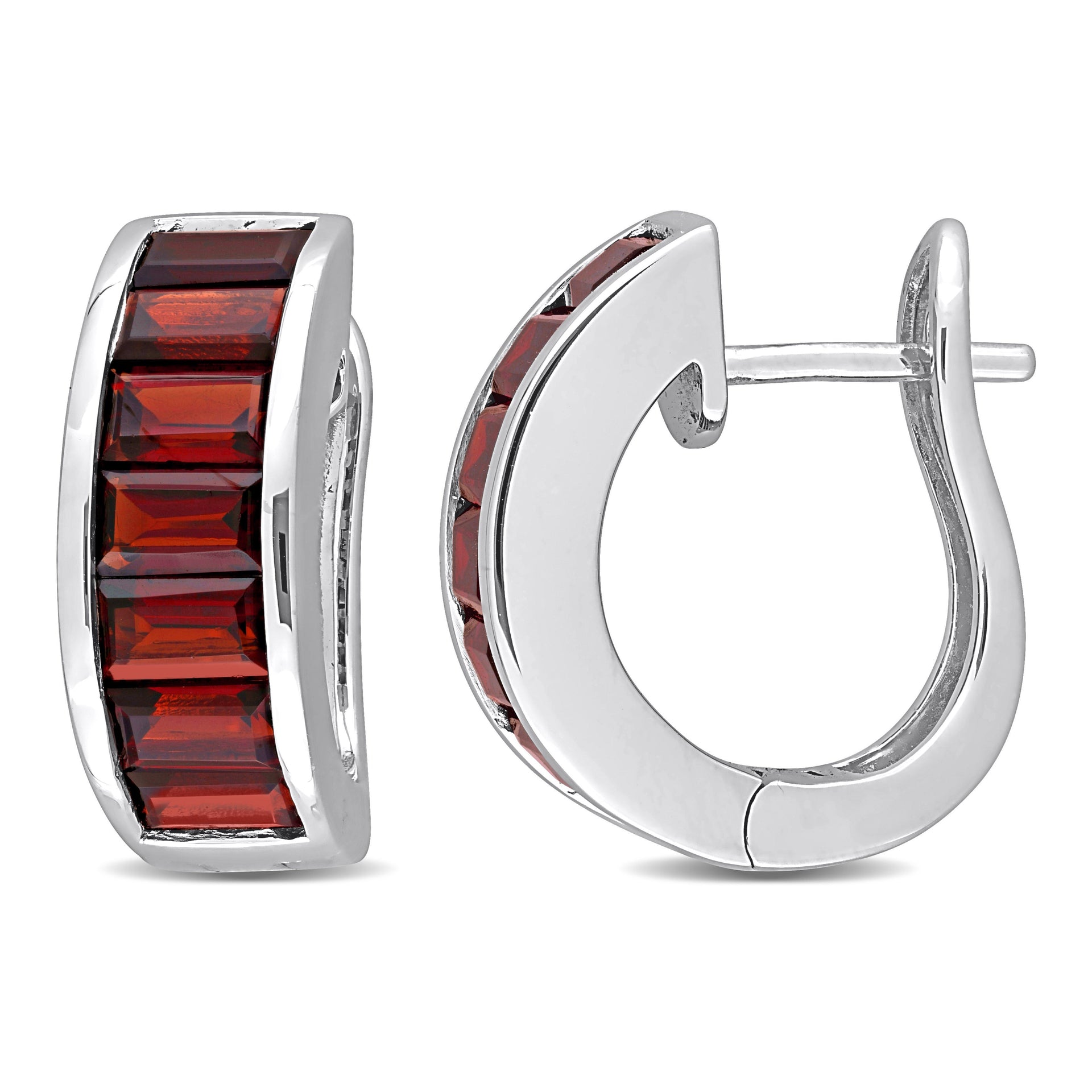 5 1/6 CT TGW Garnet Hoop Earrings in Sterling Silver