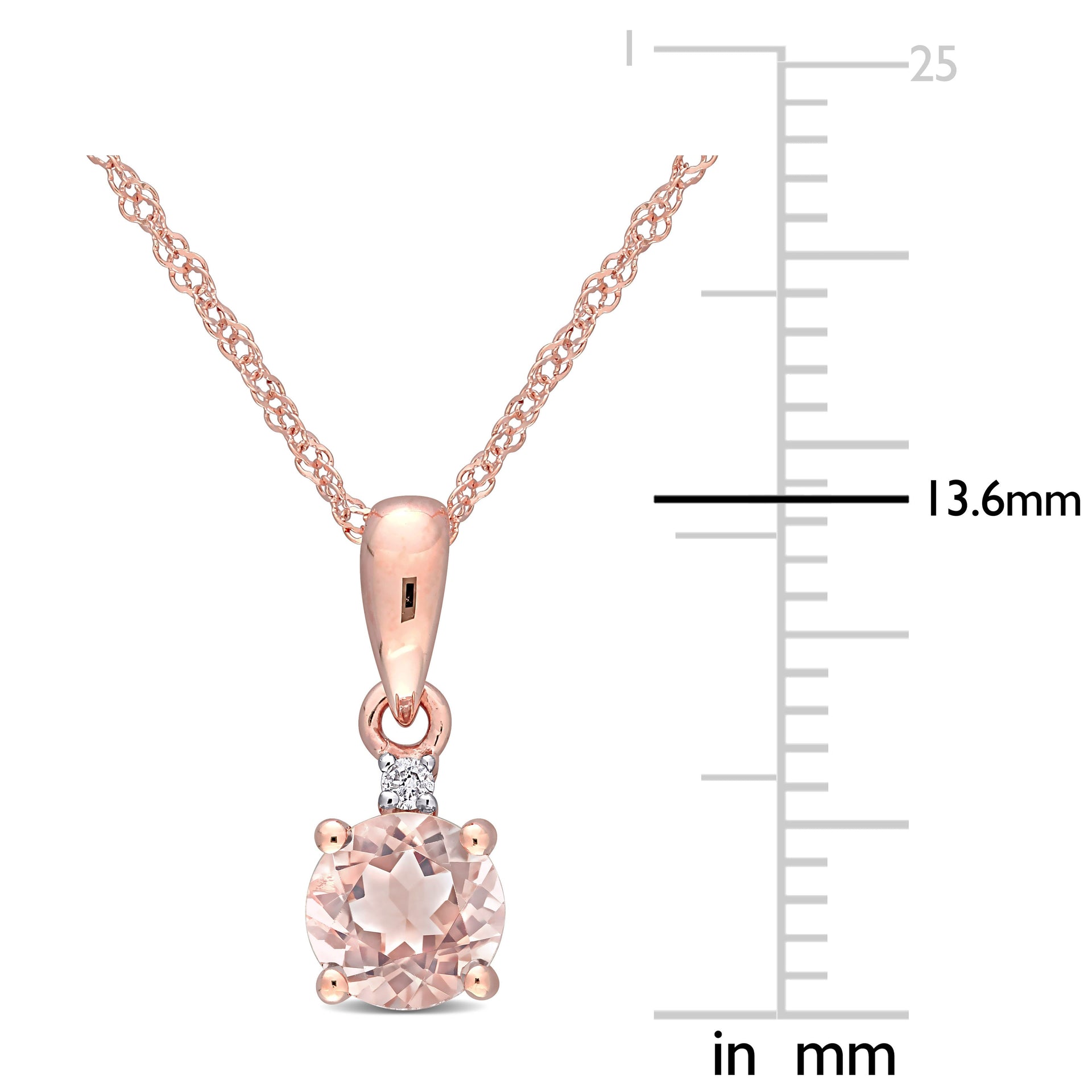 Morganite and Diamond Pendant with Chain in 10k Rose Gold