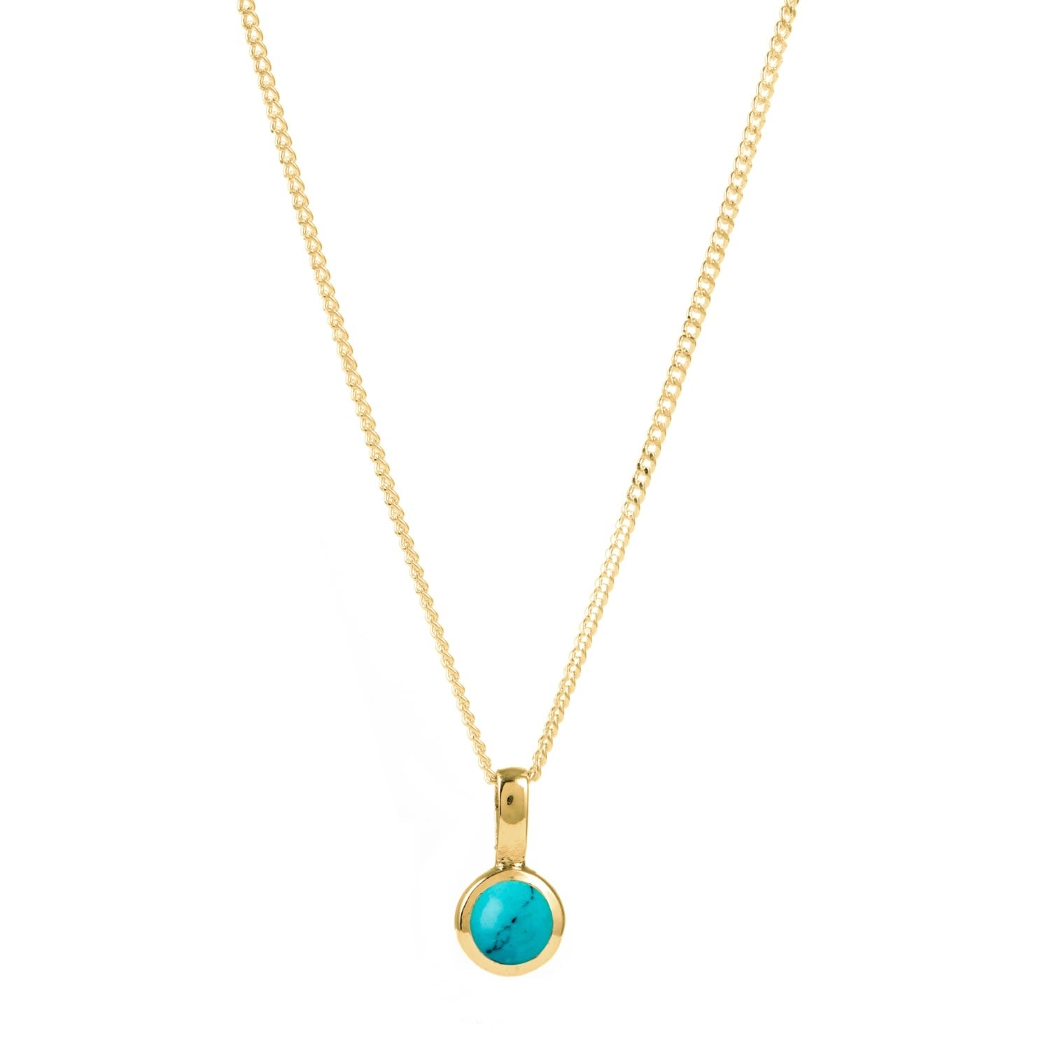 December Birthstone Charm Gold Necklace - Turquoise