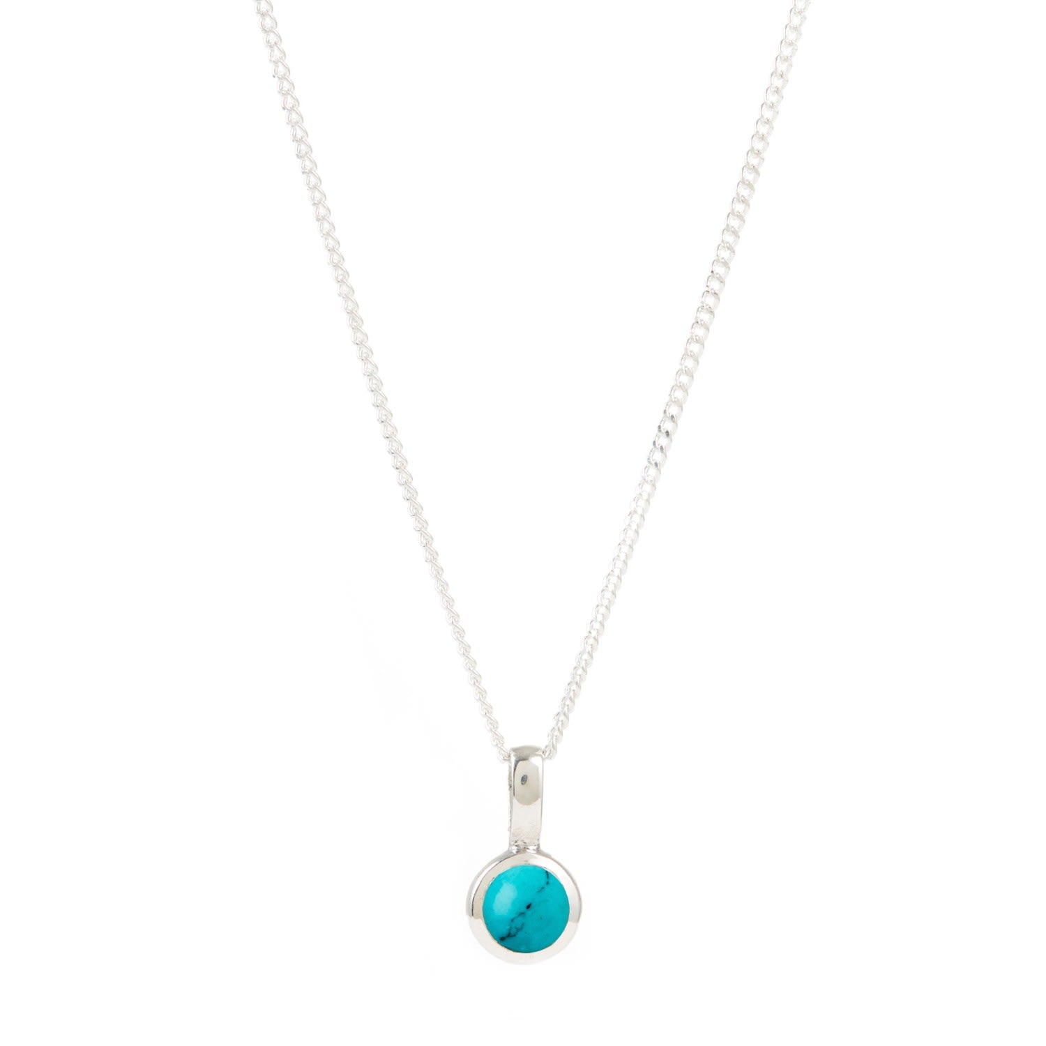December Birthstone Charm Silver Necklace - Turquoise