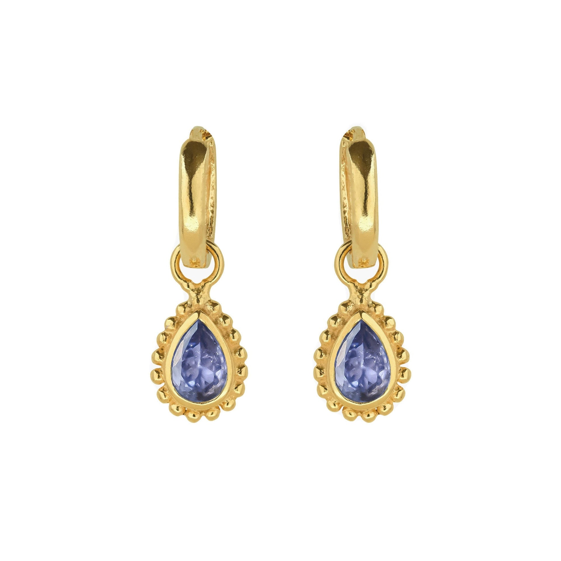 December Birthstone Gold Huggie Hoops - Tanzanite