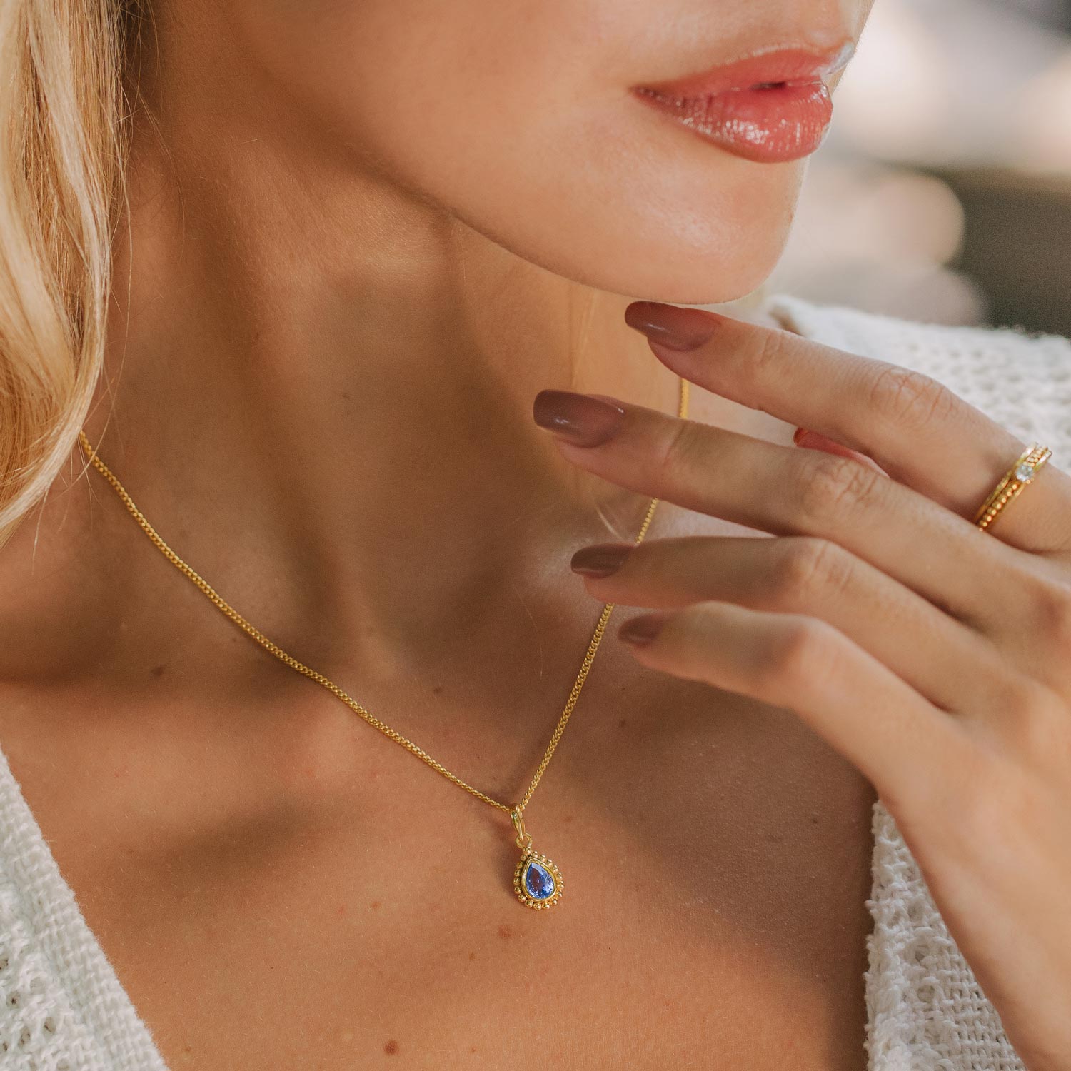 December Birthstone Gold Necklace - Tanzanite