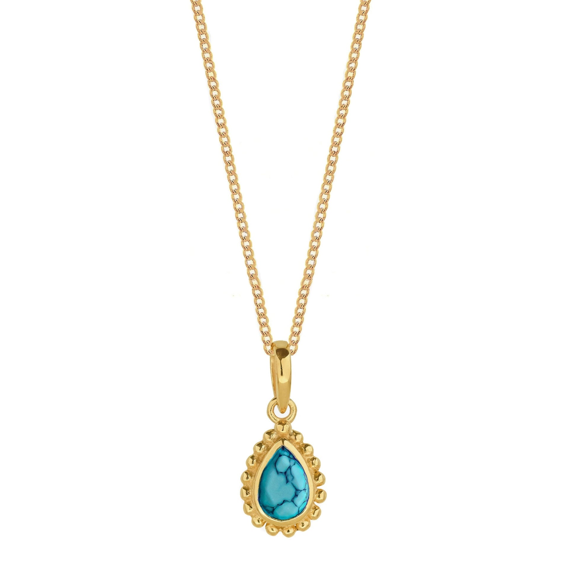 December Birthstone Gold Necklace - Turquoise