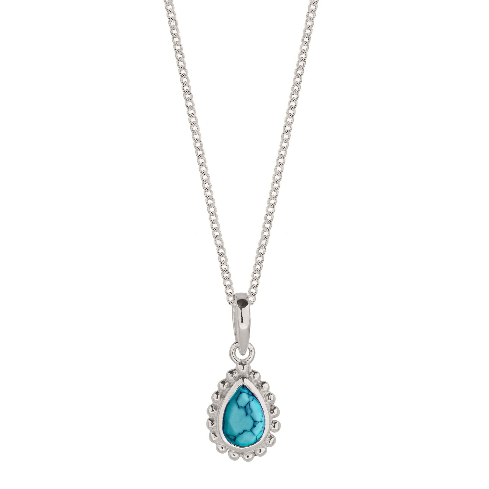 December Birthstone Sterling Silver Necklace - Turquoise