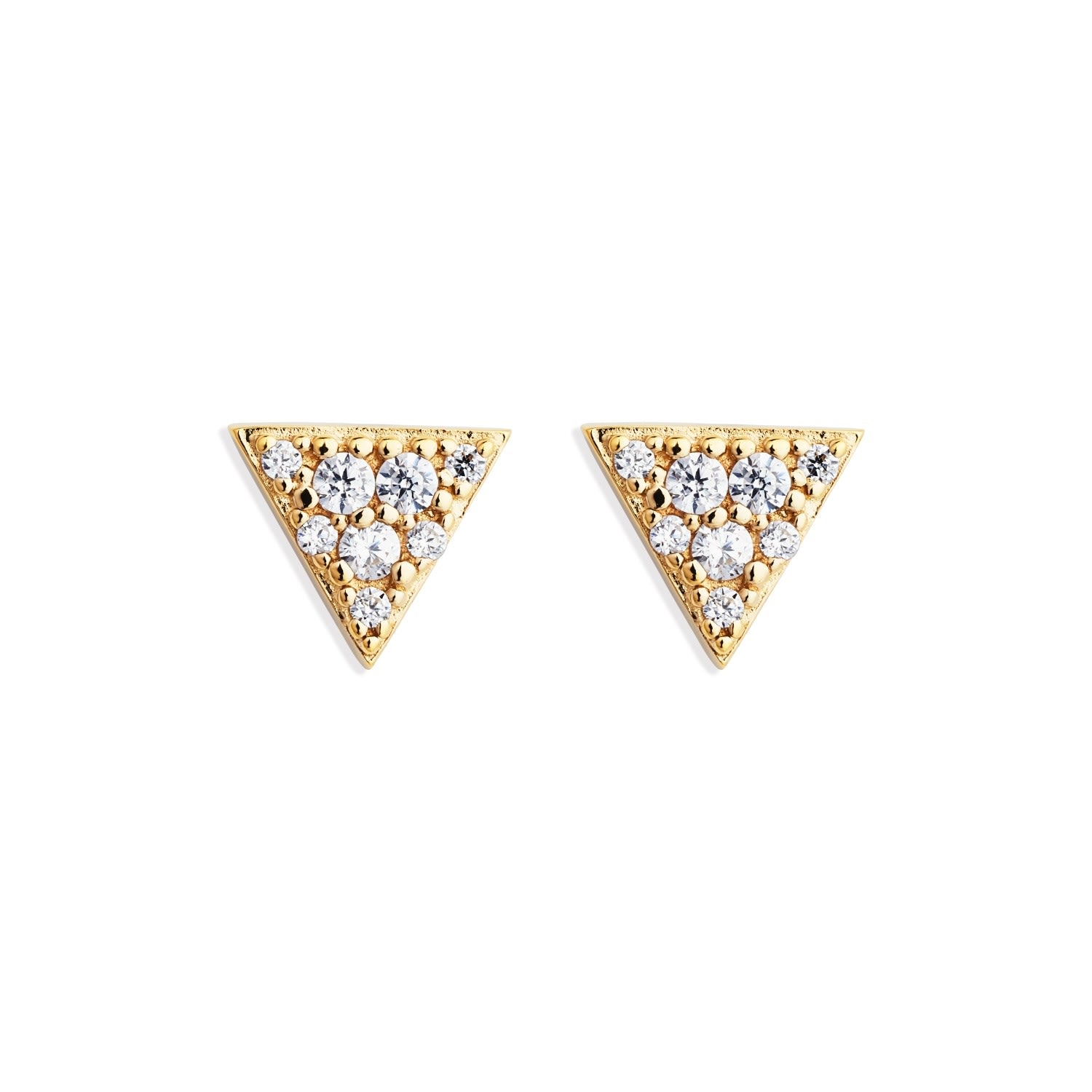 Deco Triangle Studs - Gold Vermeil & Cubic Zirconia