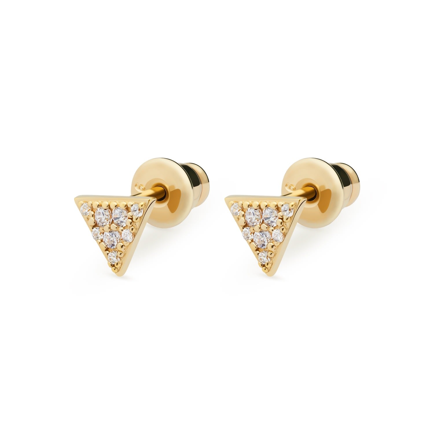 Deco Triangle Studs - Gold Vermeil & Cubic Zirconia