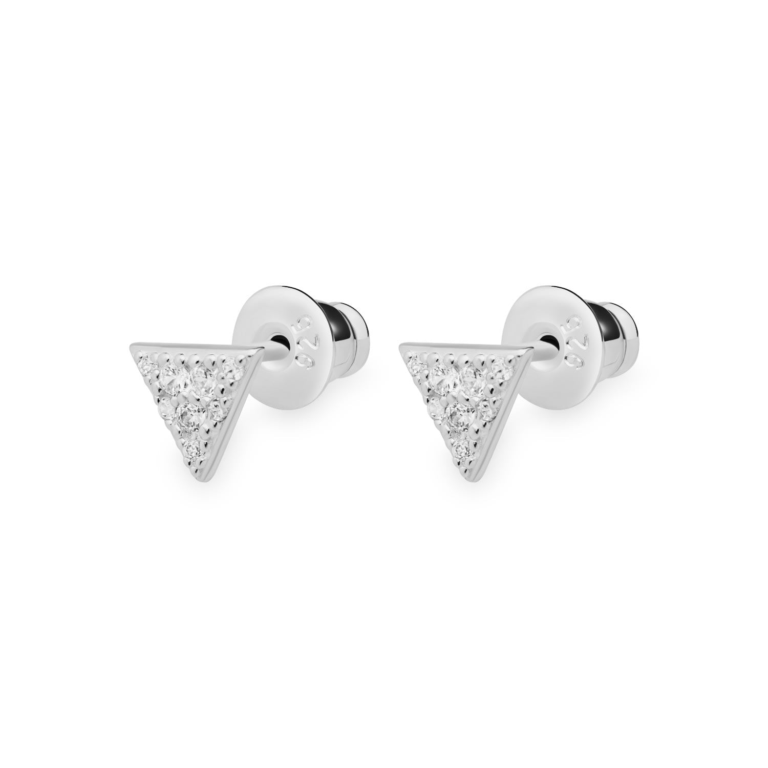 Deco Triangle Studs - Silver & Cubic Zirconia