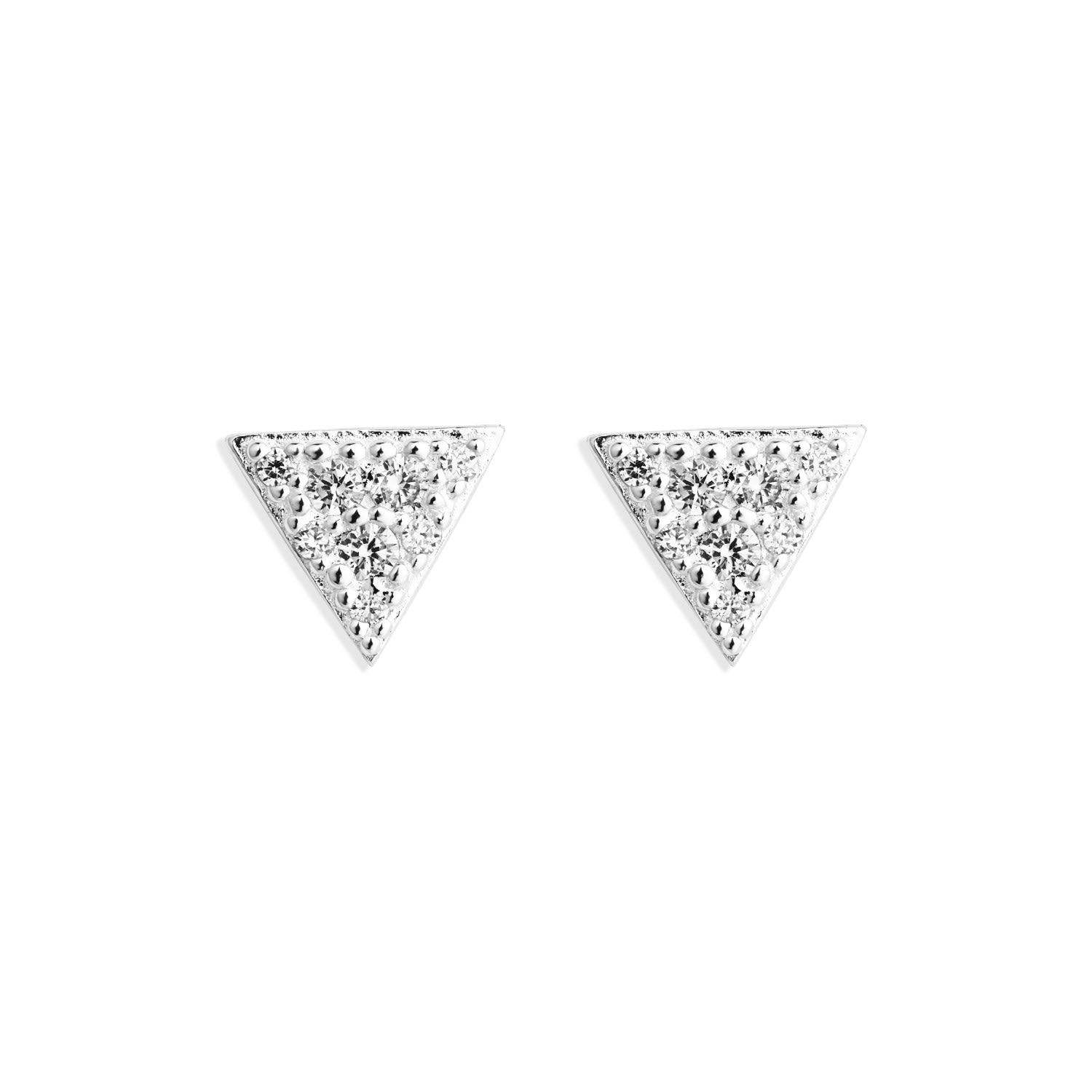 Deco Triangle Studs - Silver & Cubic Zirconia