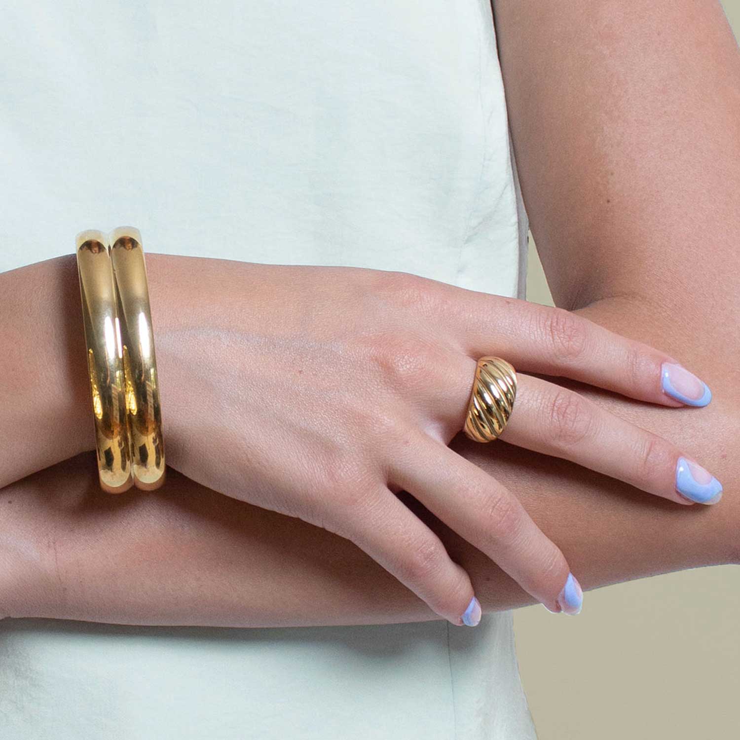 Deco Vintage Inspired Gold Bold Statement Chunky Ring
